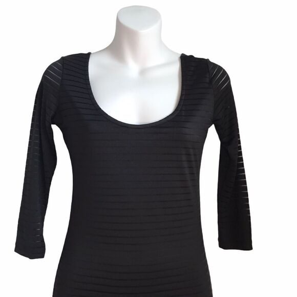 Forever 21 Black Striped Scoop Neck Bodycon Mini Dress Small - Picture 15 of 15